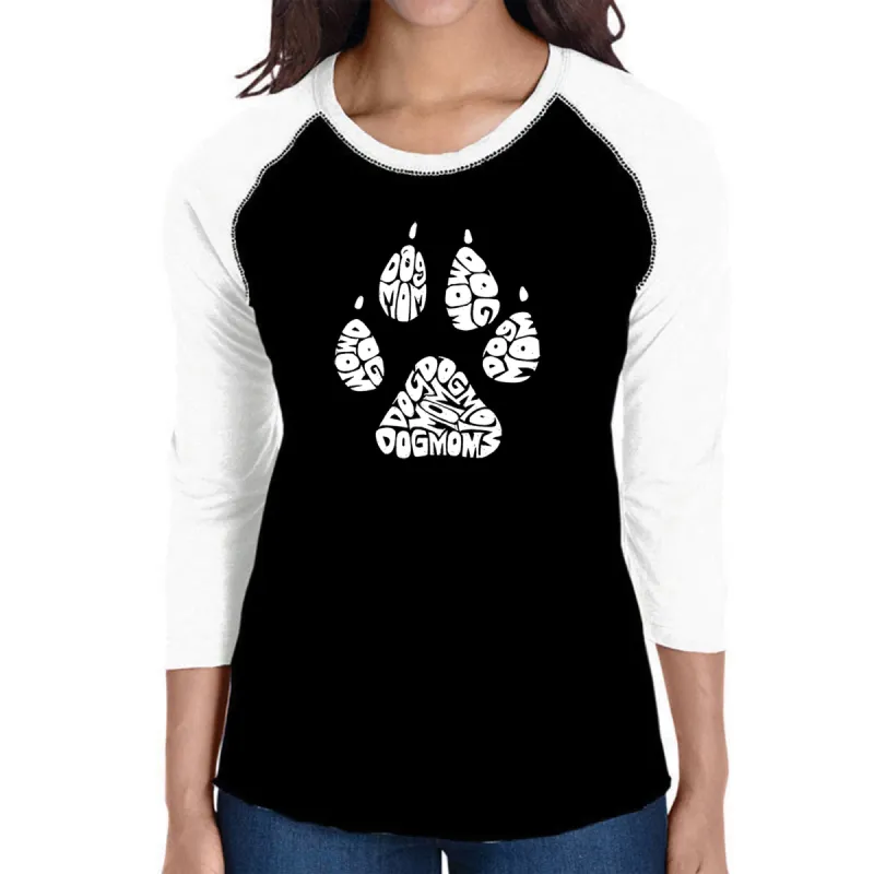 Dog Mom - Women's Raglan Baseball Word Art T-Shirt sold by LA Pop Art