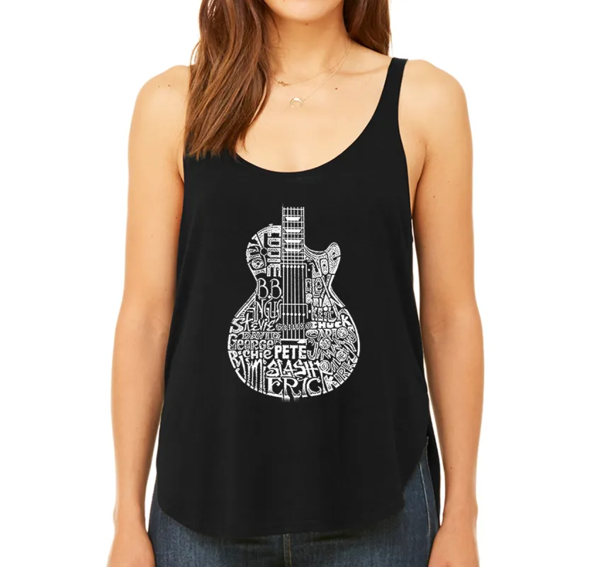 Rock Guitar - Women's Word Art Flowy Tank Top sold by LA Pop Art