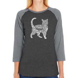 Cat - Women's Raglan Baseball Word Art T-Shirt sold by LA Pop Art