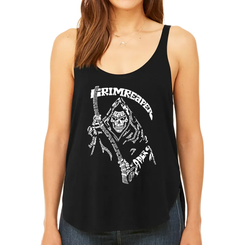 Grim Reaper  - Women's Premium Word Art Flowy Tank Top sold by LA Pop Art