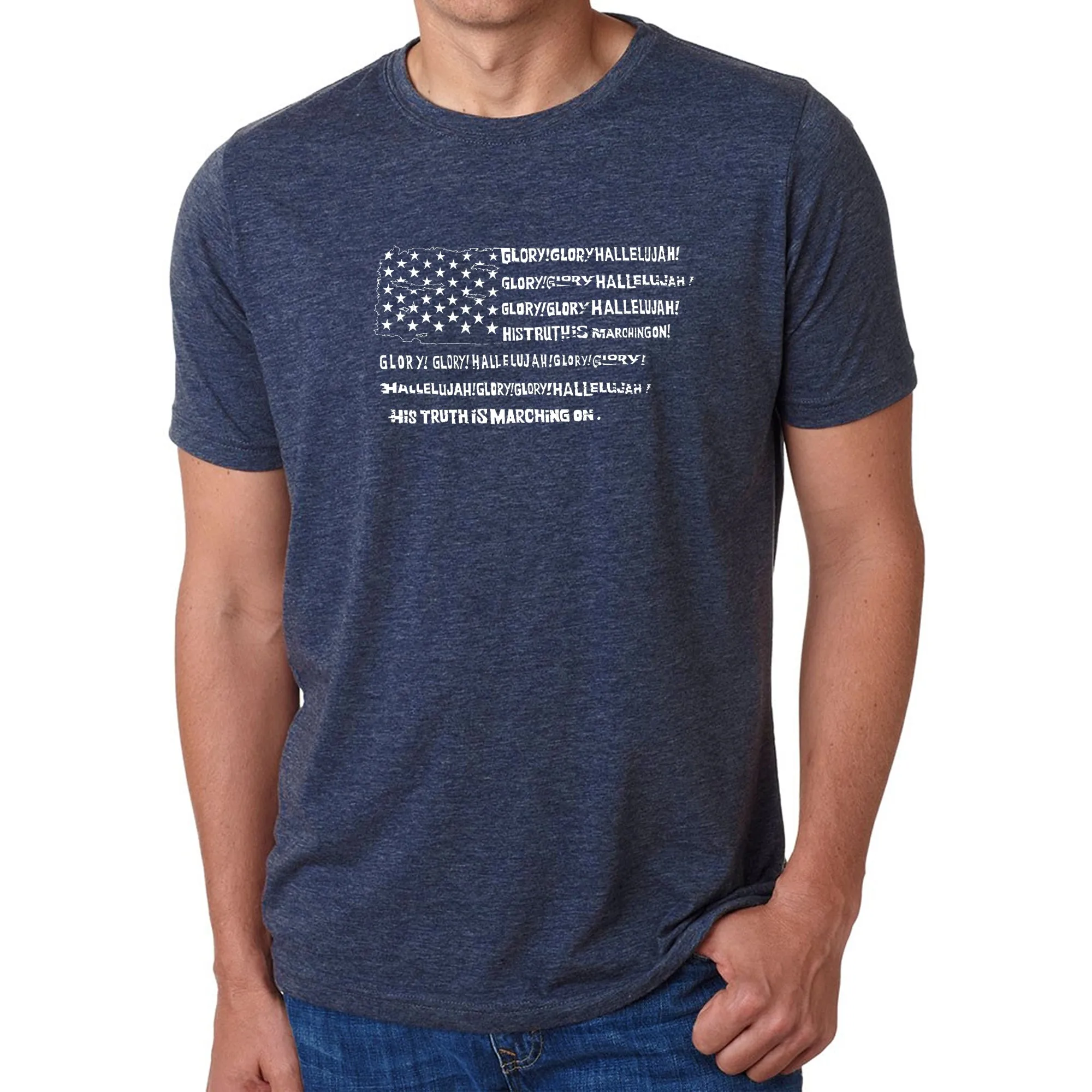 Glory Hallelujah Flag - Men's Premium Blend Word Art T-Shirt sold by LA Pop Art product image thumbnail 3