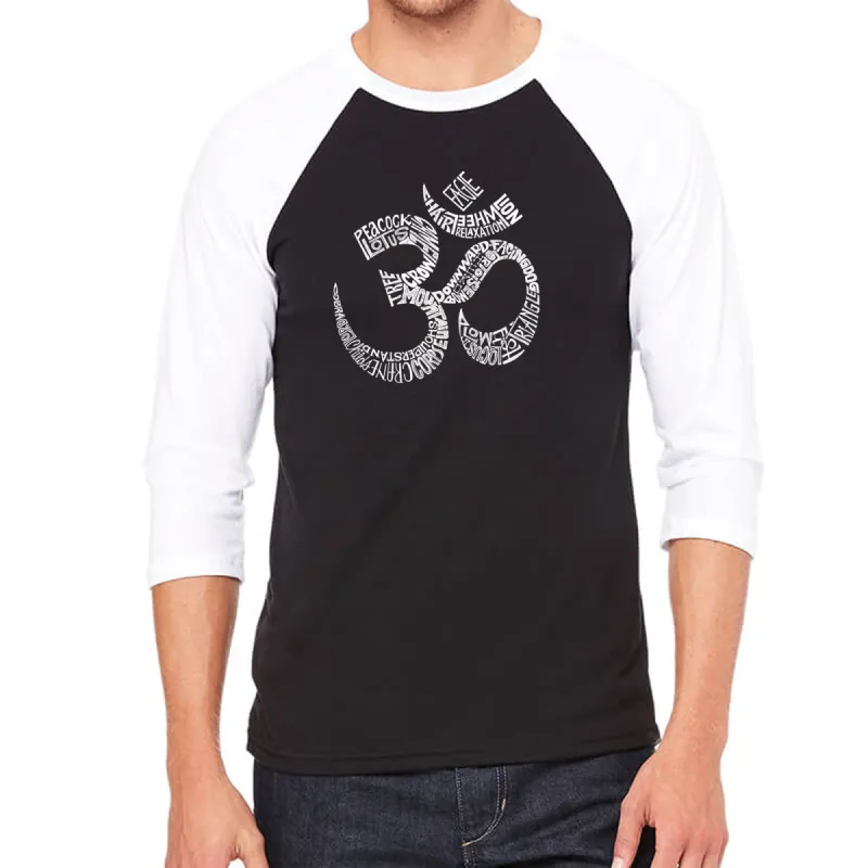 Poses OM - Men's Raglan Baseball Word Art T-Shirt sold by LA Pop Art