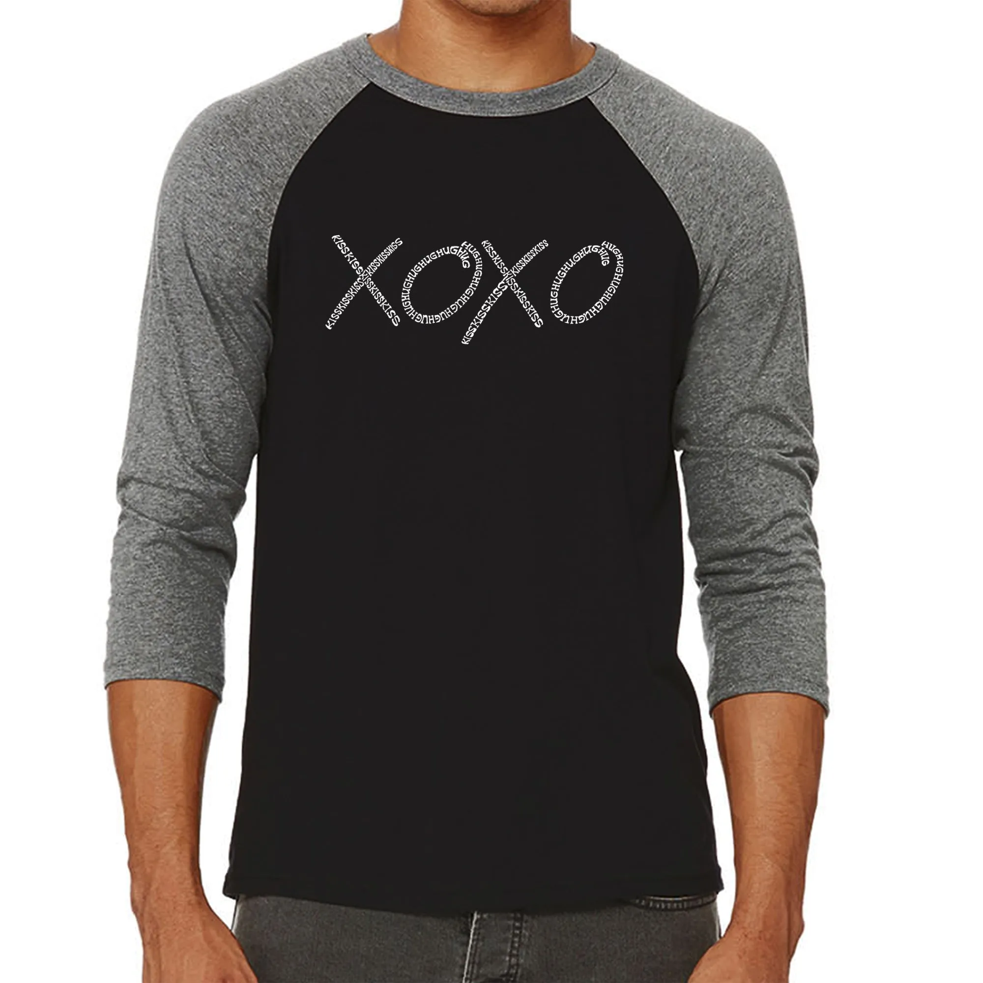 XOXO - Men's Raglan Baseball Word Art T-Shirt sold by LA Pop Art product image thumbnail 4