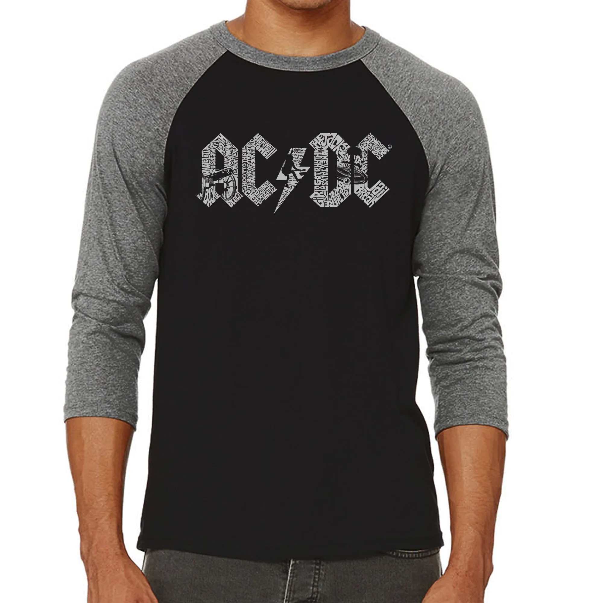 AC/DC - Men's Raglan Baseball Word Art T-Shirt sold by LA Pop Art product image thumbnail 3