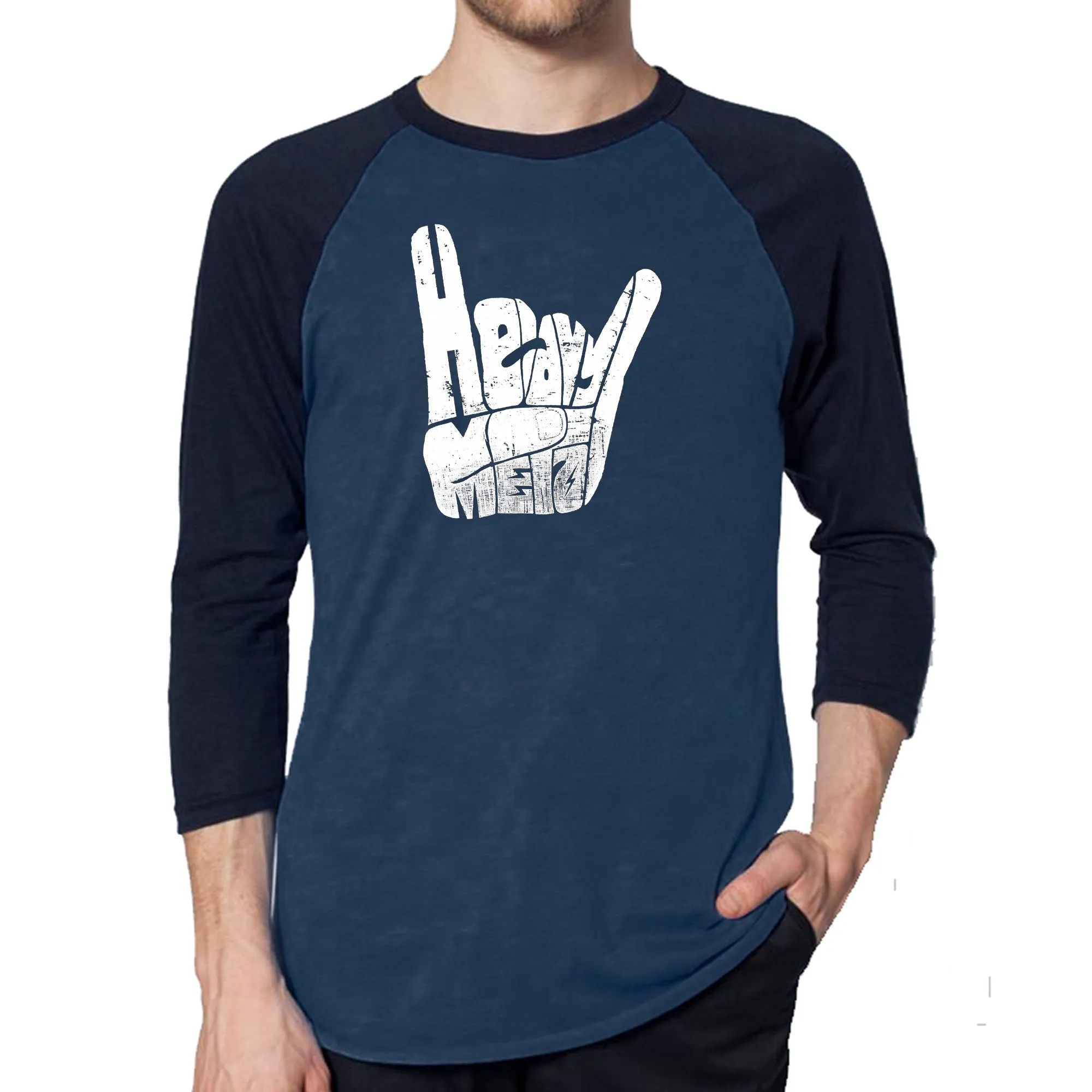 Heavy Metal - Men's Raglan Baseball Word Art T-Shirt sold by LA Pop Art product image thumbnail 3