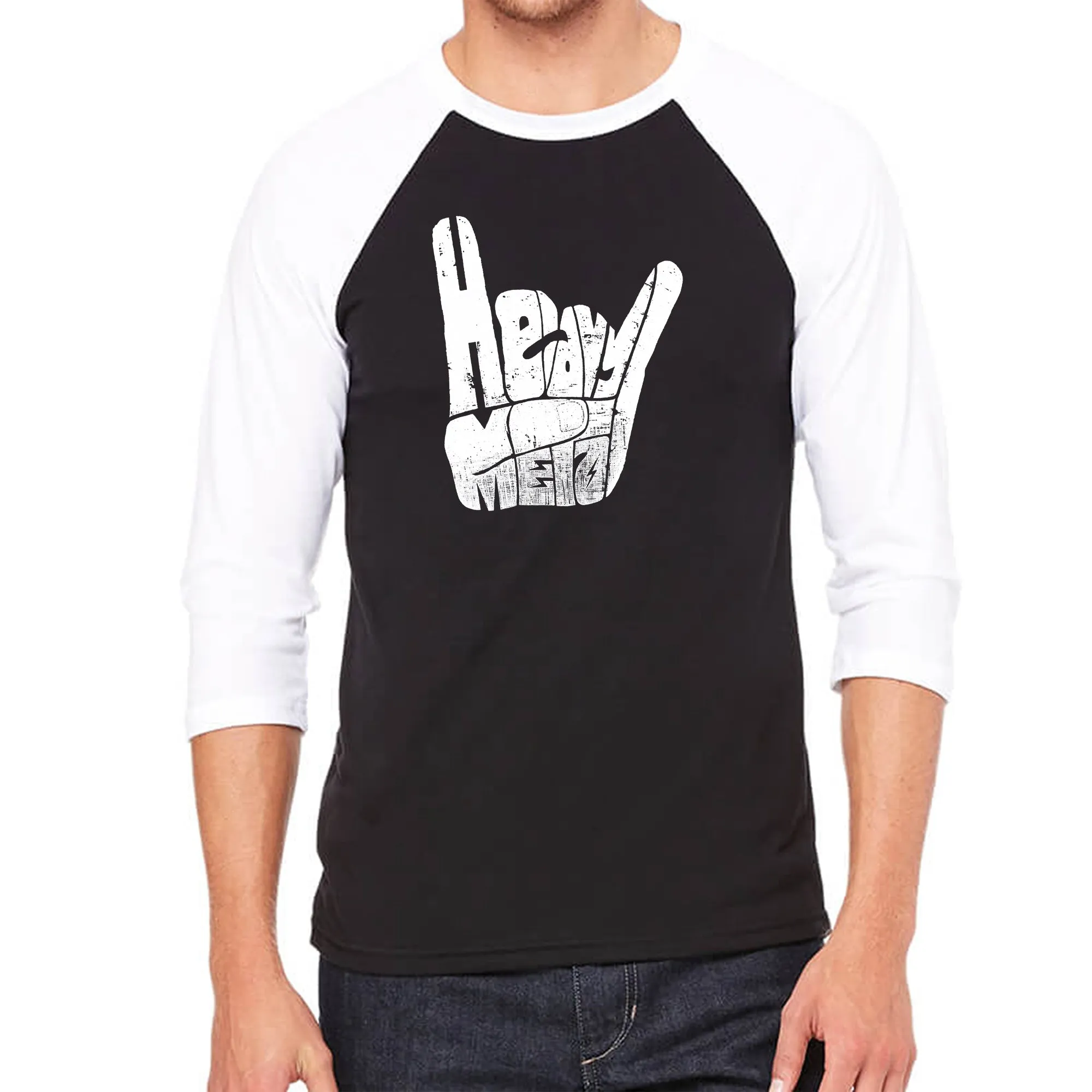 Heavy Metal - Men's Raglan Baseball Word Art T-Shirt sold by LA Pop Art