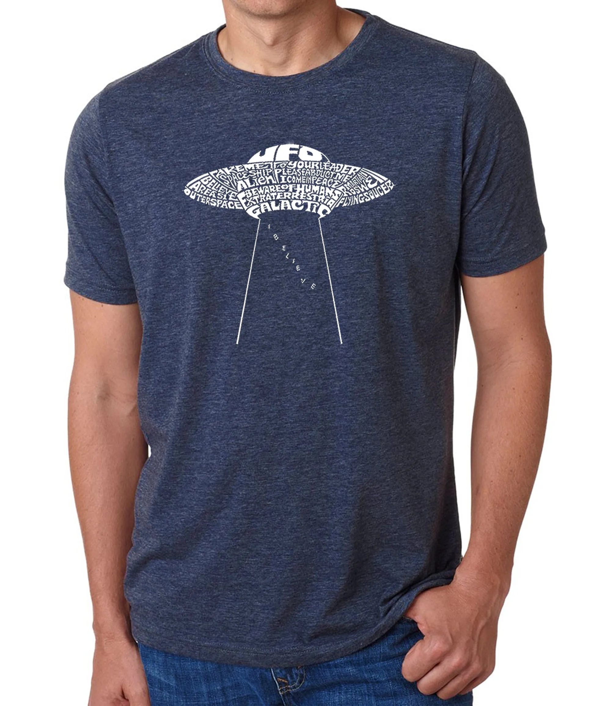 Flying Saucer UFO - Men's Premium Blend Word Art T-Shirt sold by LA Pop Art product image thumbnail 3