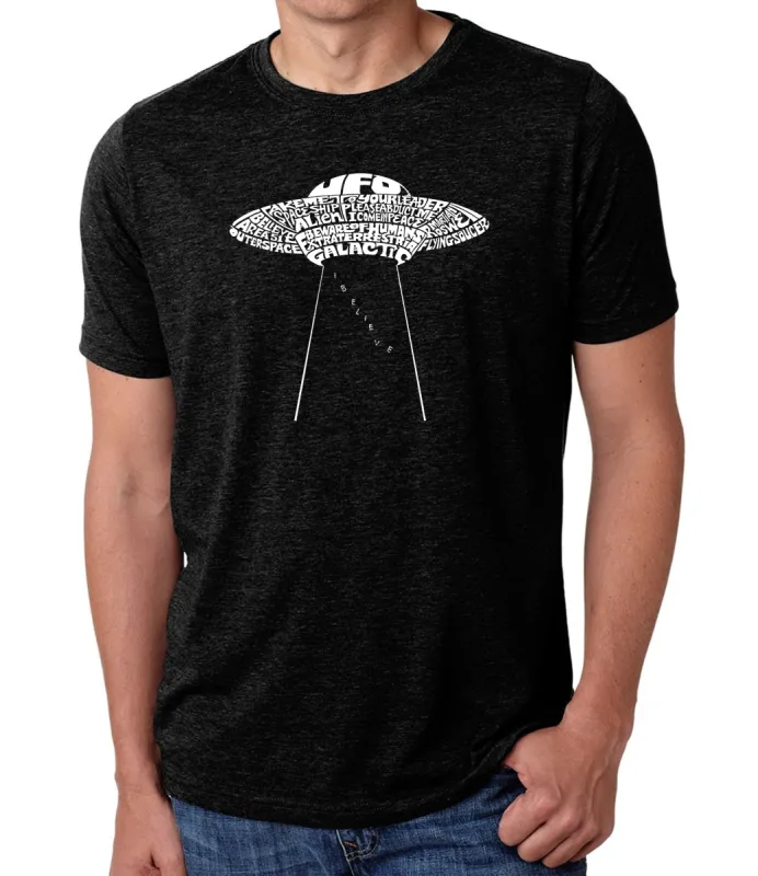 Flying Saucer UFO - Men's Premium Blend Word Art T-Shirt sold by LA Pop Art
