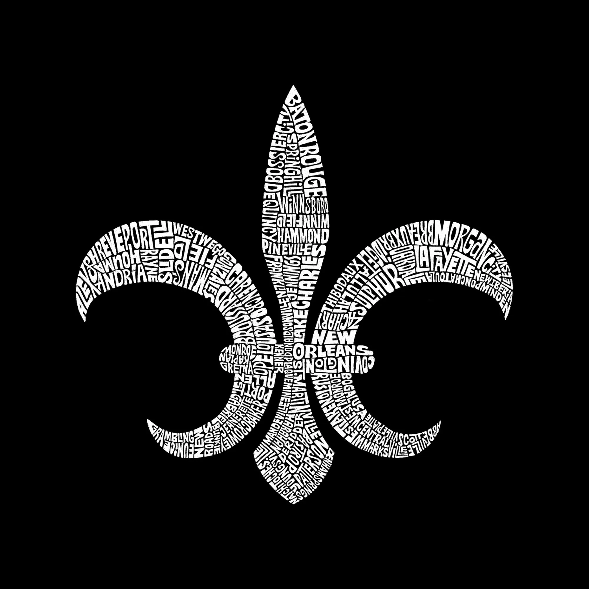 FLEUR DE LIS POPULAR LOUISIANA CITIES - Men's Tall Word Art T-Shirt sold by LA Pop Art product image thumbnail 2