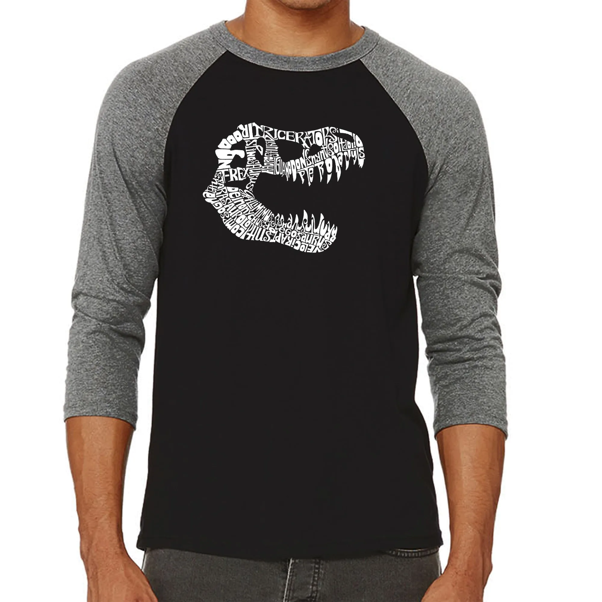 TREX - Men's Raglan Baseball Word Art T-Shirt sold by LA Pop Art product image thumbnail 4