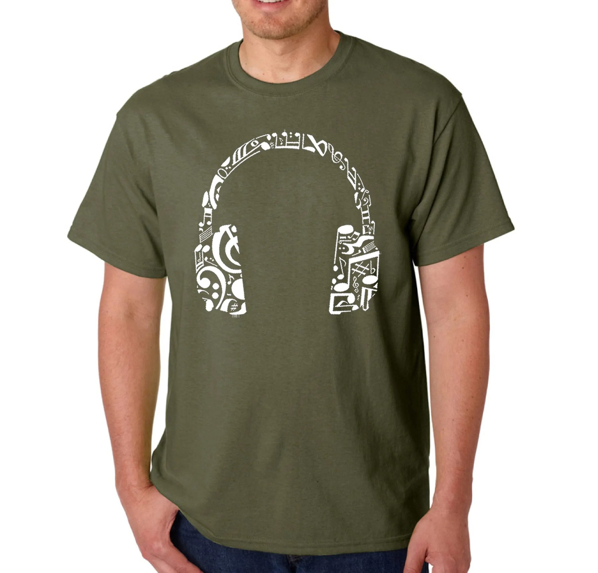 Music Note Headphones - Men's Word Art T-Shirt sold by LA Pop Art product image thumbnail 5