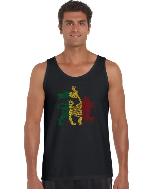 One Love Rasta Lion - Men's Word Art Tank Top sold by LA Pop Art