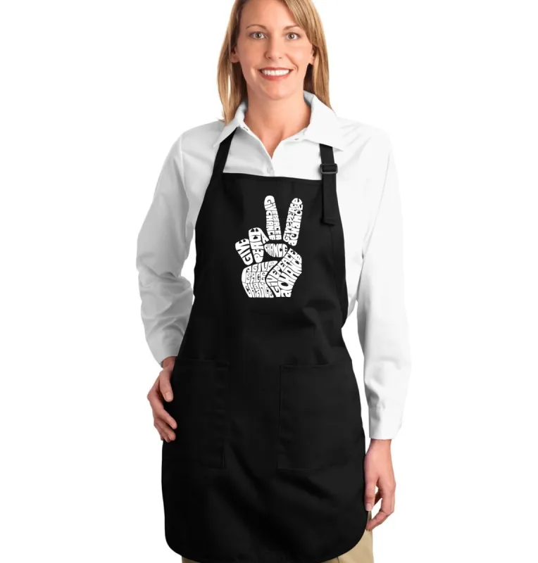 PEACE FINGERS - Full Length Word Art Apron sold by LA Pop Art