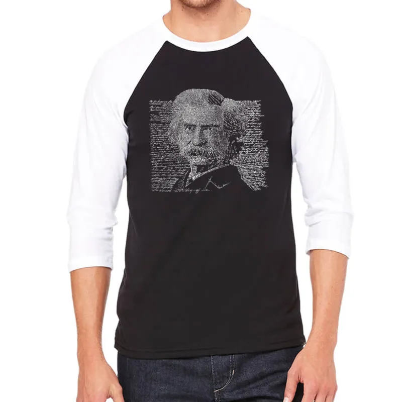 Mark Twain - Men's Raglan Baseball Word Art T-Shirt made by LA Pop Art