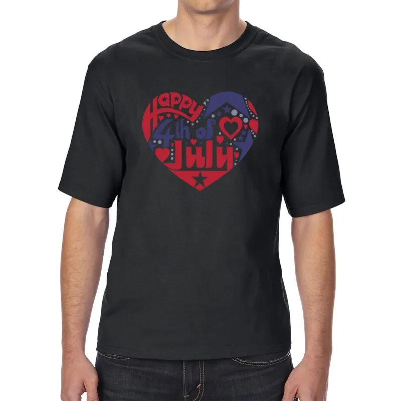 Men's Tall and Long Word Art T-shirt - July 4th Heart sold by LA Pop Art