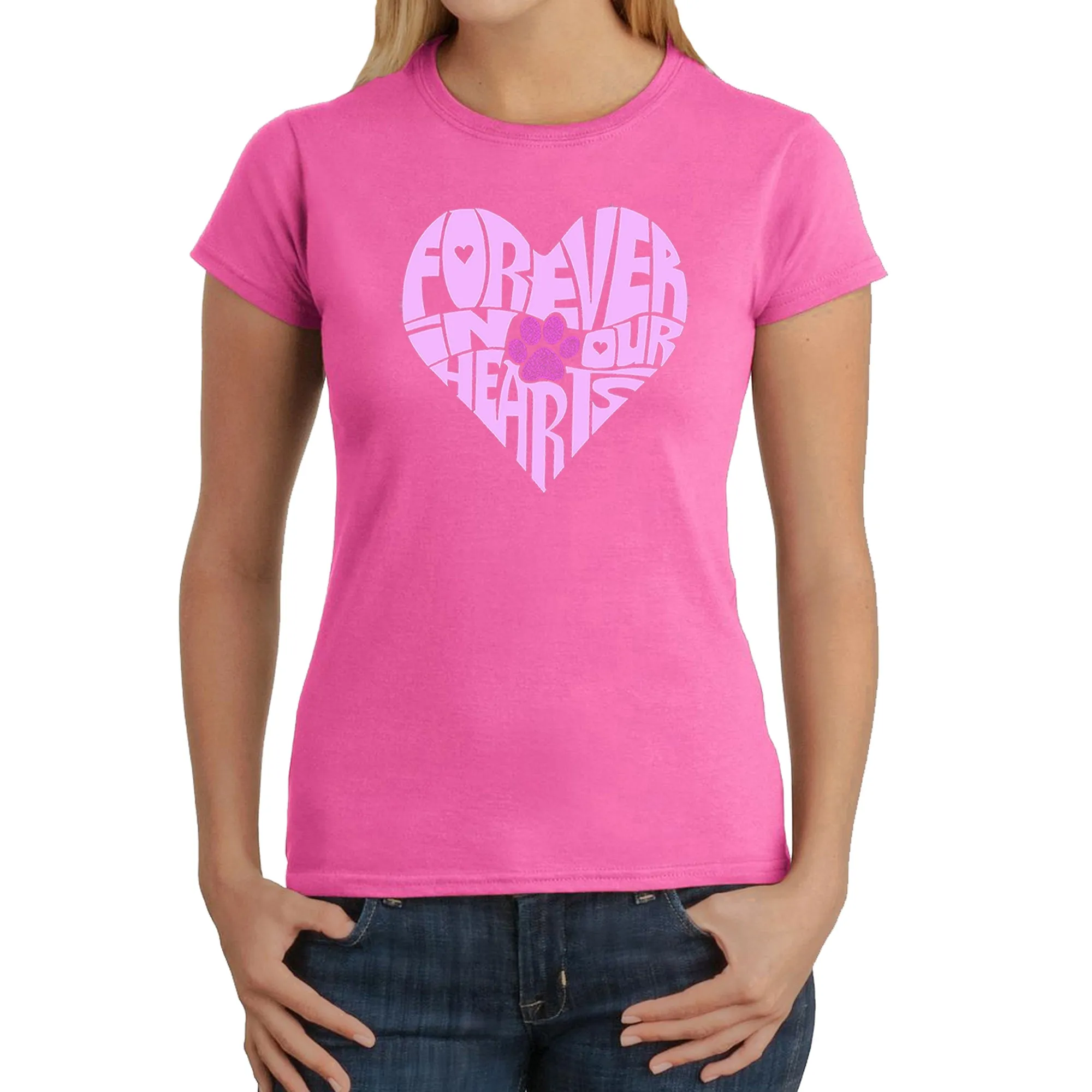 Forever In Our Hearts - Women's Word Art T-Shirt sold by LA Pop Art product image thumbnail 4