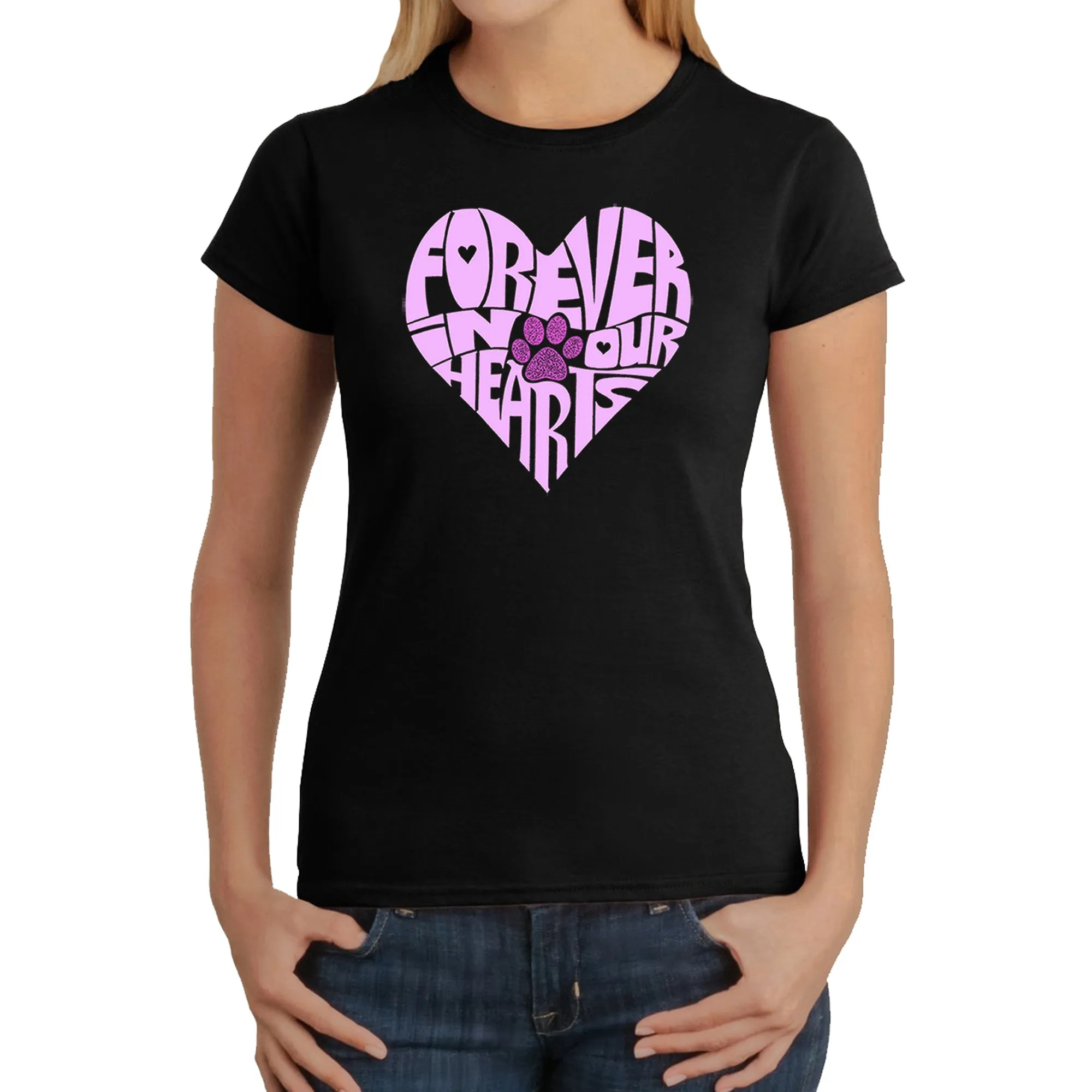 Forever In Our Hearts - Women's Word Art T-Shirt sold by LA Pop Art