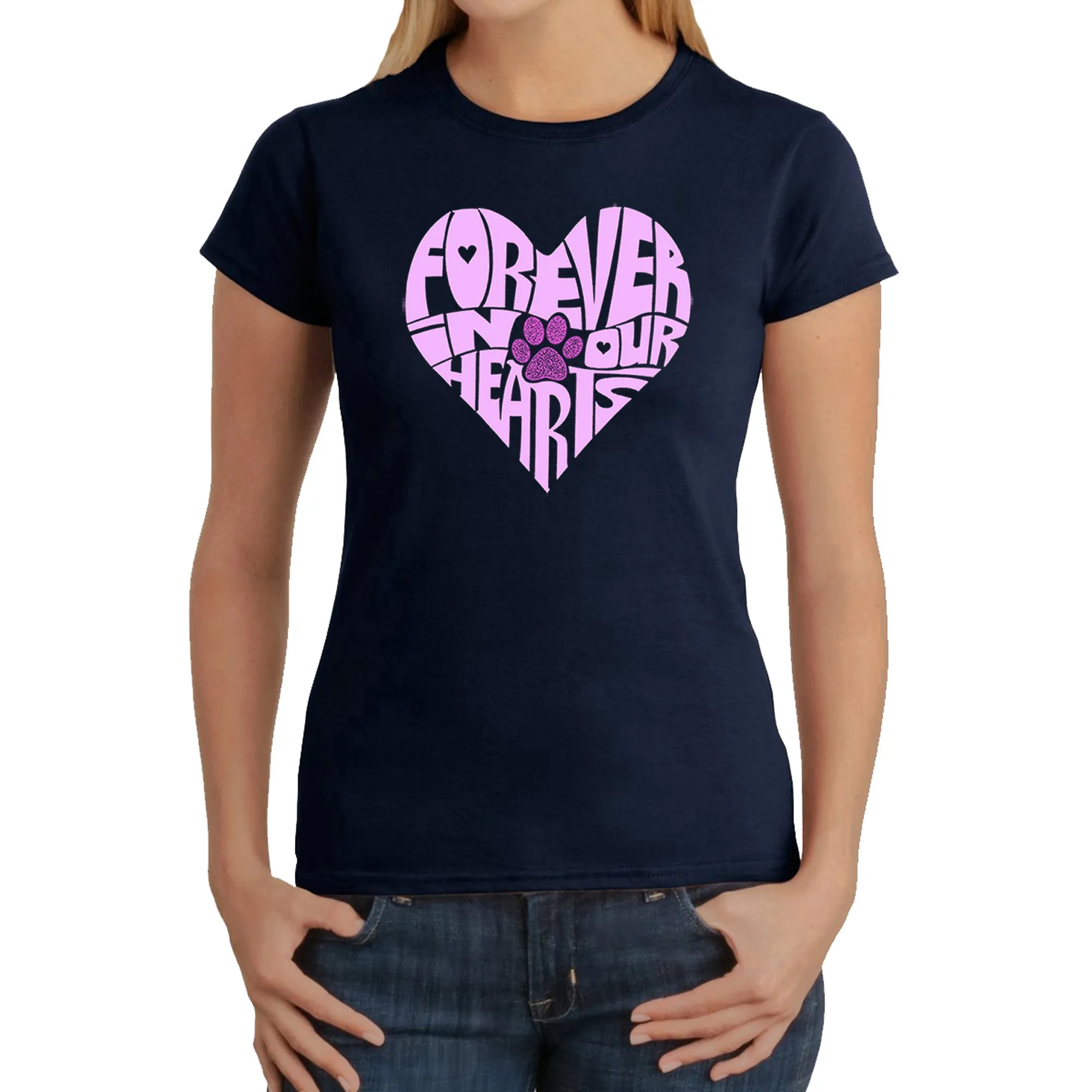 Forever In Our Hearts - Women's Word Art T-Shirt sold by LA Pop Art product image thumbnail 3