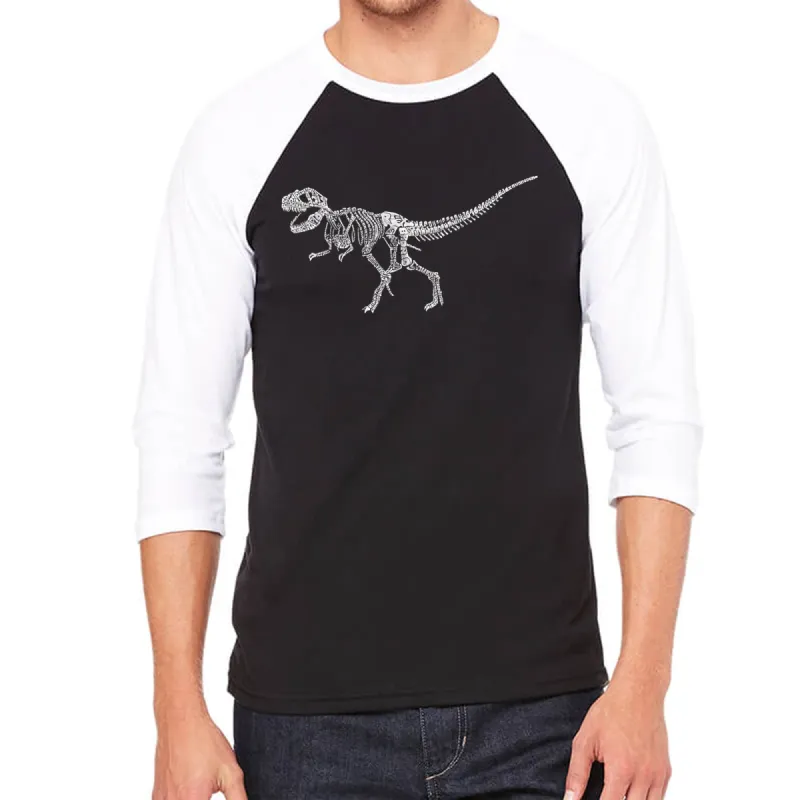 Dinosaur TRex Skeleton - Men's Raglan Baseball Word Art T-Shirt sold by LA Pop Art