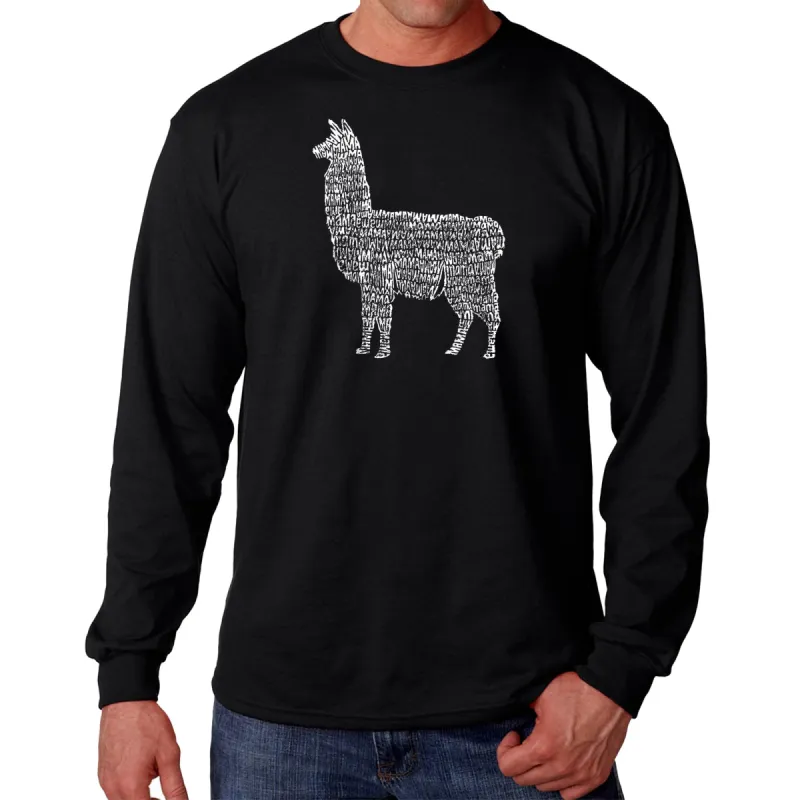 Llama Mama  - Men's Word Art Long Sleeve T-Shirt sold by LA Pop Art