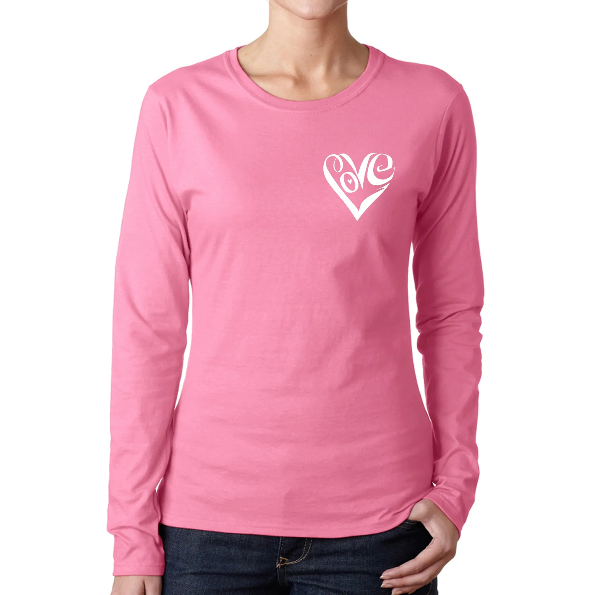 Script Heart - Women's Word Art Long Sleeve T-Shirt sold by LA Pop Art product image thumbnail 3
