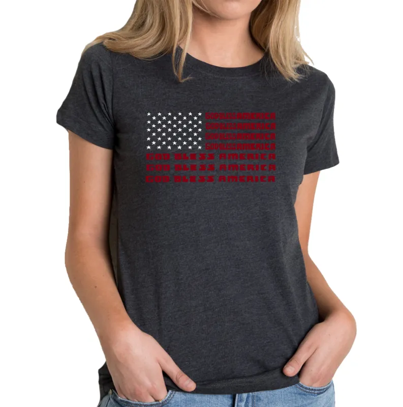 God Bless America - Women's Premium Blend Word Art T-Shirt sold by LA Pop Art