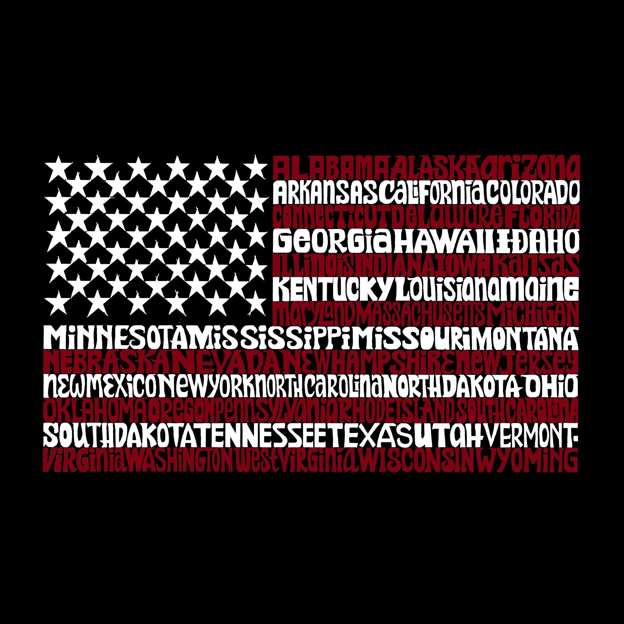 50 States USA Flag - Women's Word Art V-Neck T-Shirt sold by LA Pop Art product image thumbnail 2