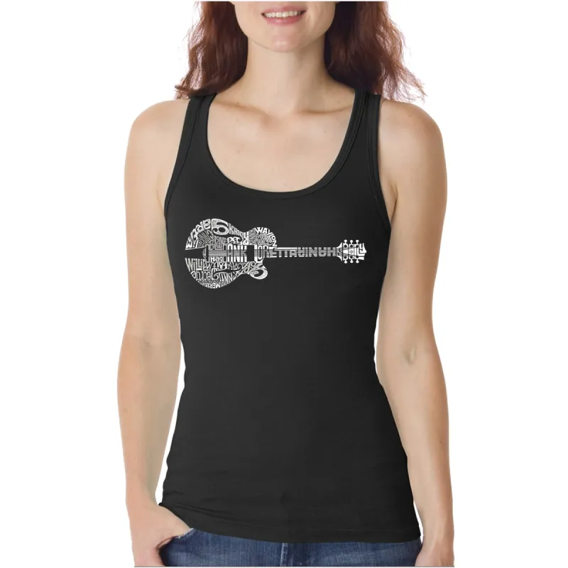 Country Guitar  - Women's Word Art Tank Top sold by LA Pop Art