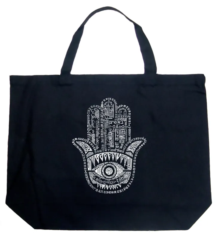 Hamsa - Large Word Art Tote Bag sold by LA Pop Art