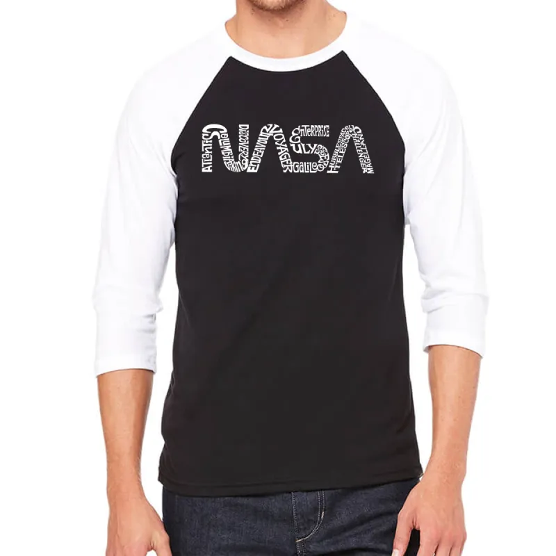 Worm Nasa - Men's Raglan Baseball Word Art T-Shirt sold by LA Pop Art