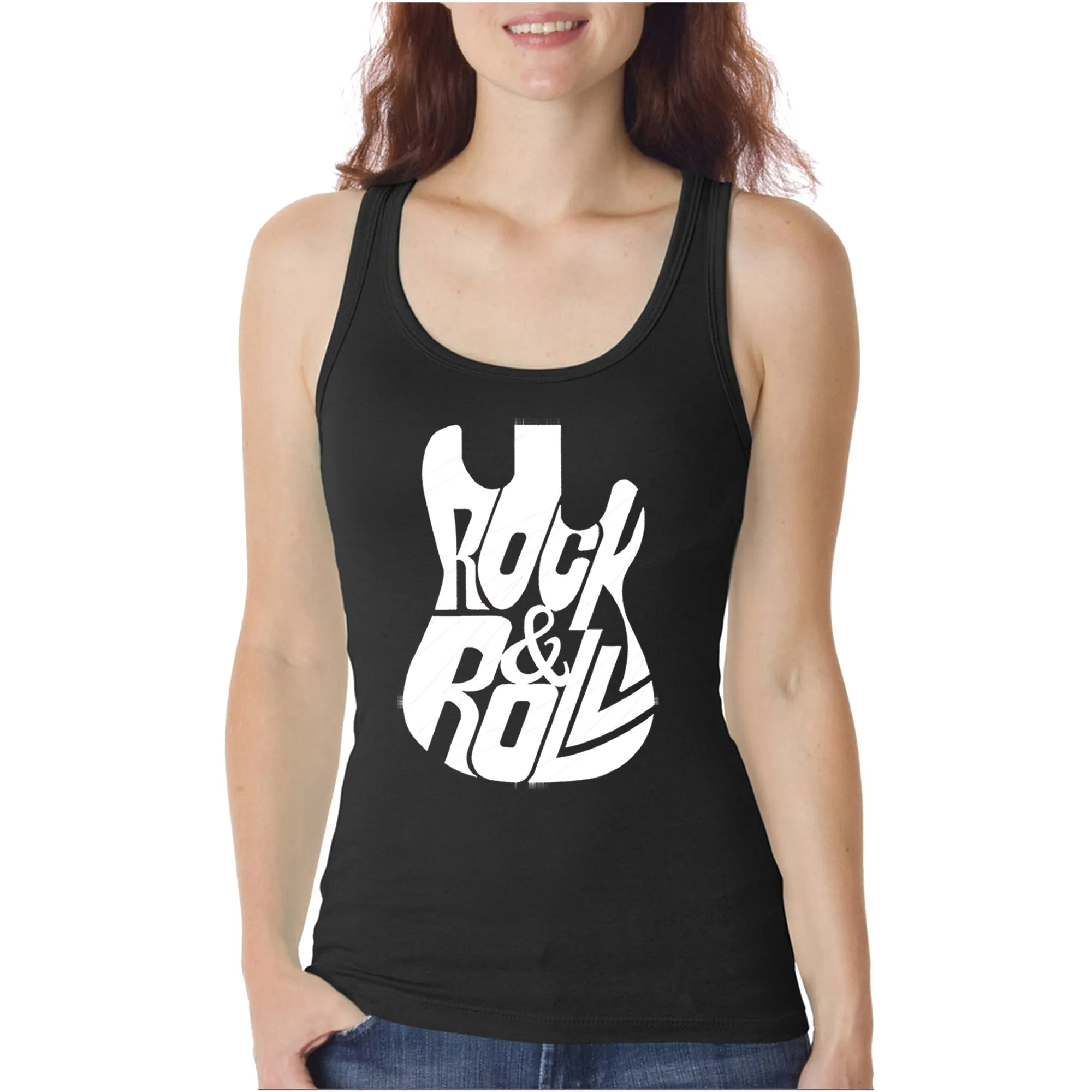 Rock And Roll Guitar - Women's Word Art Tank Top sold by LA Pop Art