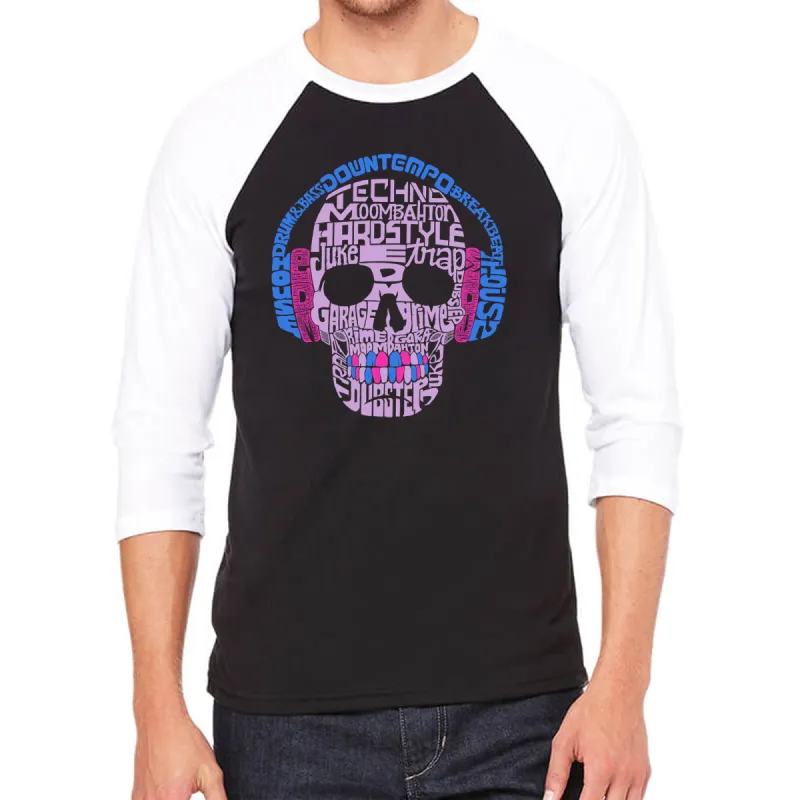 Styles of EDM Music  - Men's Raglan Baseball Word Art T-Shirt sold by LA Pop Art