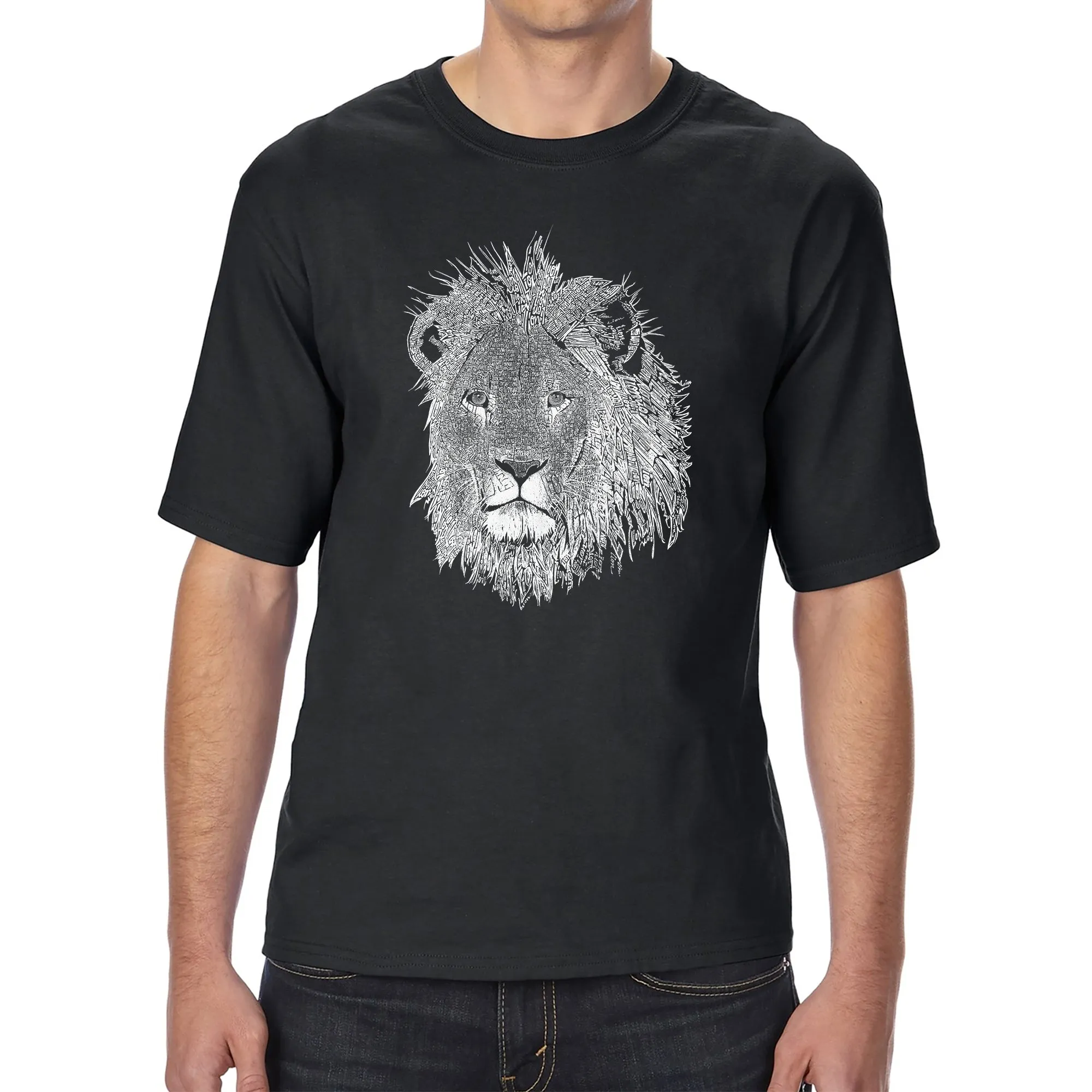 Lion - Men's Tall and Long Word Art T-Shirt sold by LA Pop Art