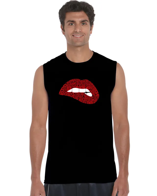 Savage Lips - Men's Word Art Sleeveless T-Shirt sold by LA Pop Art