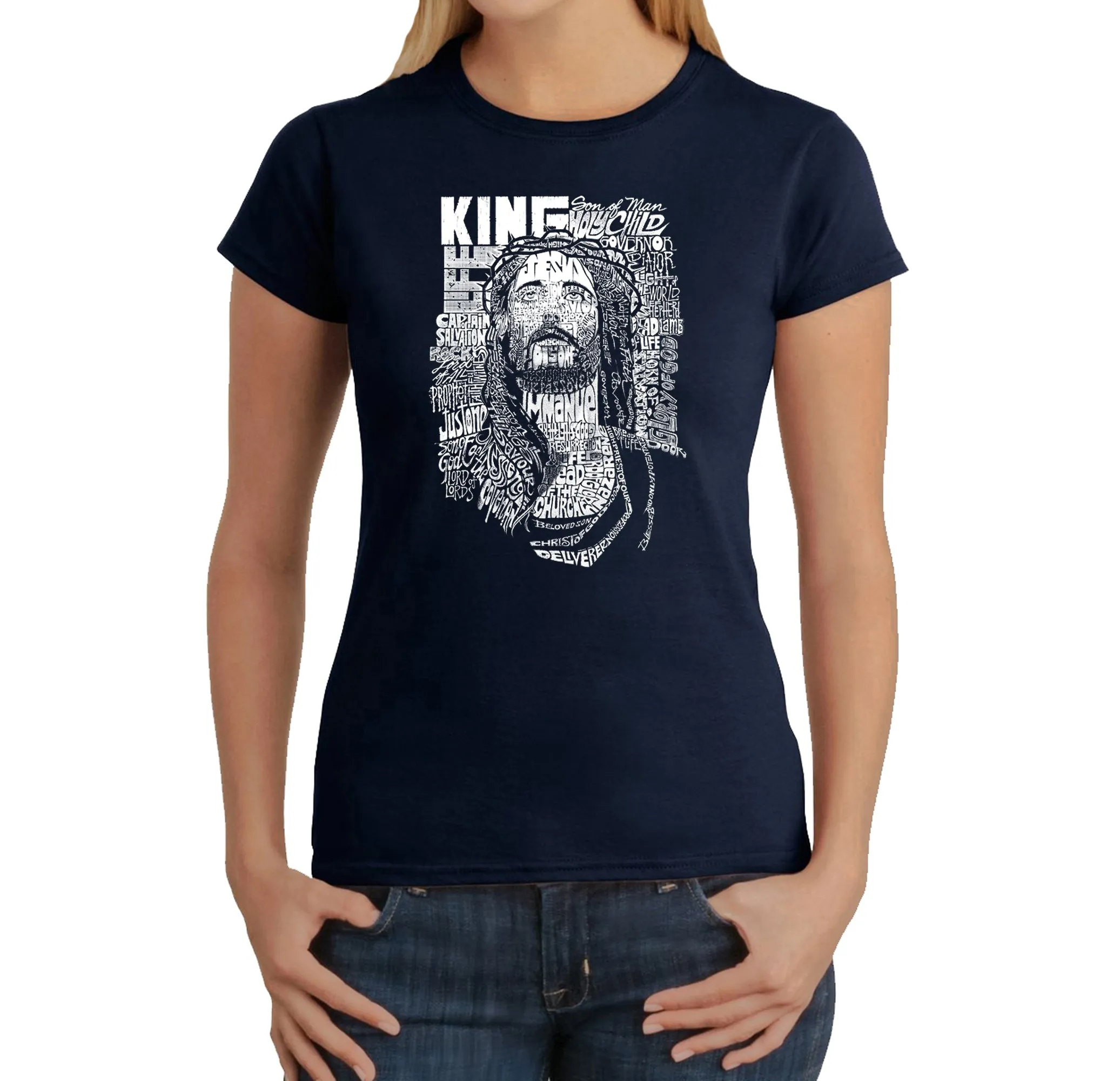 JESUS - Women's Word Art T-Shirt sold by LA Pop Art product image thumbnail 3
