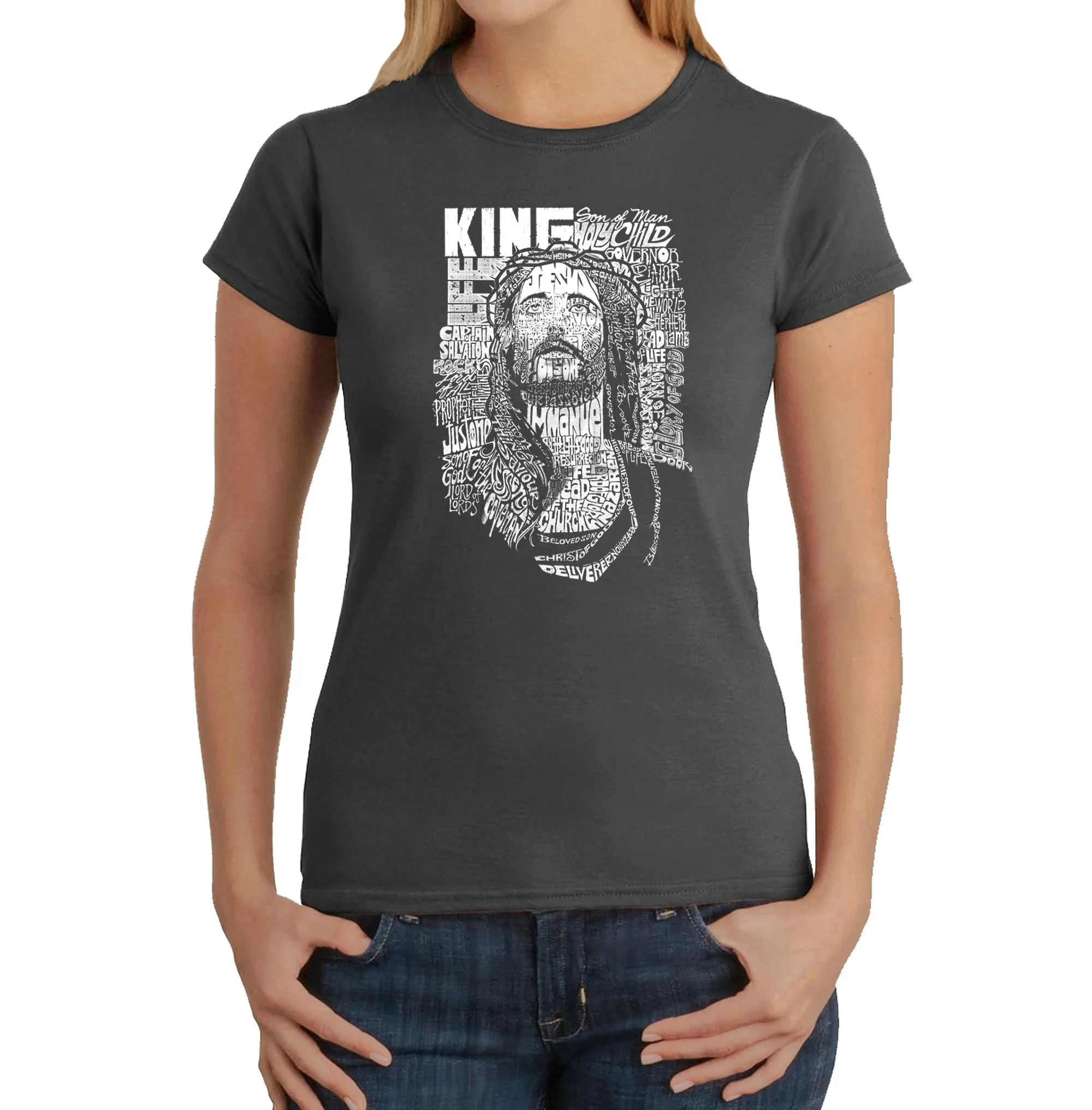 JESUS - Women's Word Art T-Shirt sold by LA Pop Art product image thumbnail 4