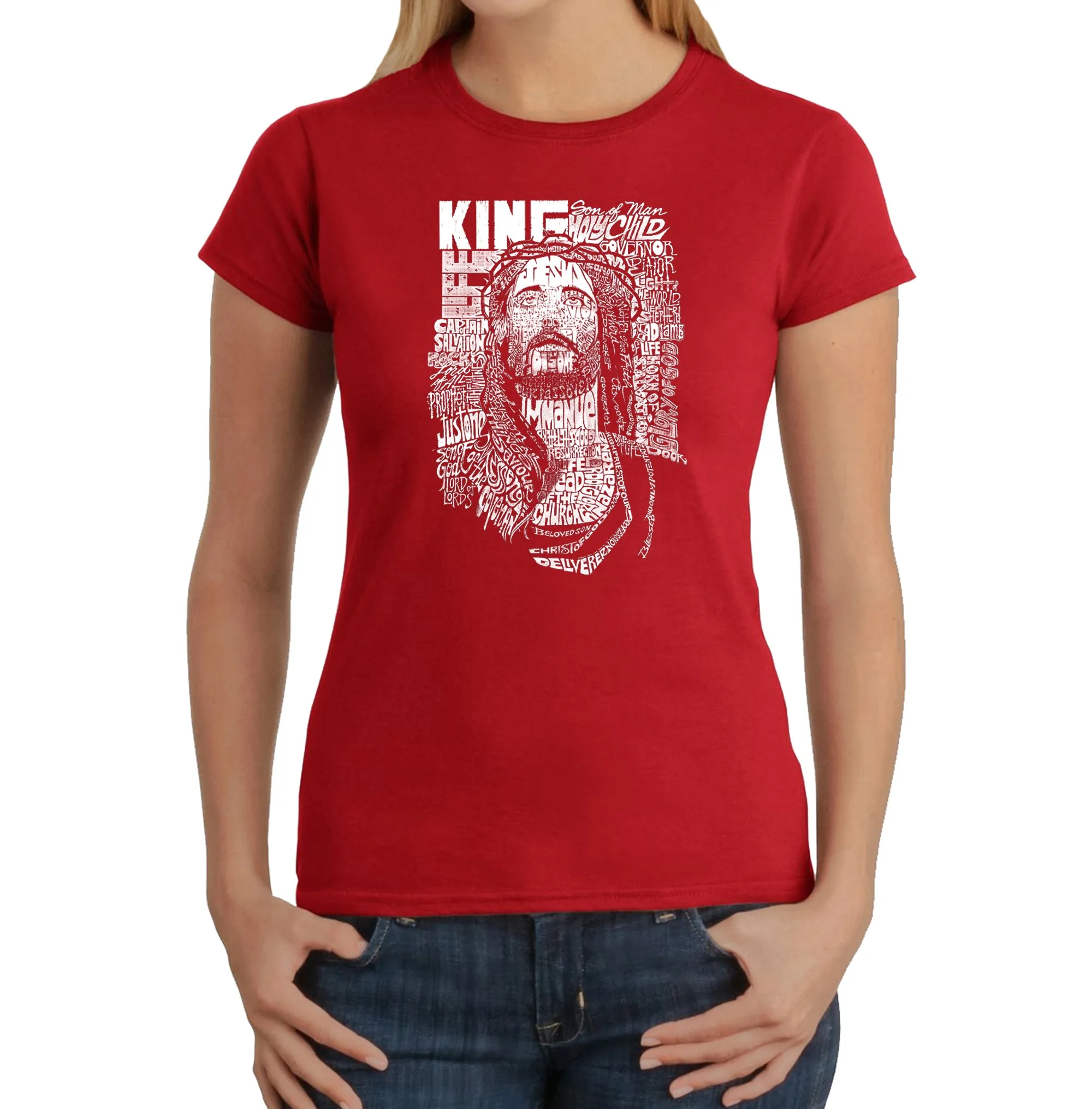JESUS - Women's Word Art T-Shirt sold by LA Pop Art product image thumbnail 5