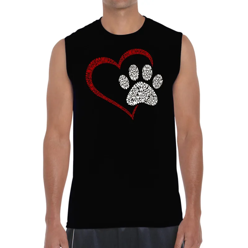 Paw Heart - Men's Word Art Sleeveless T-Shirt sold by LA Pop Art