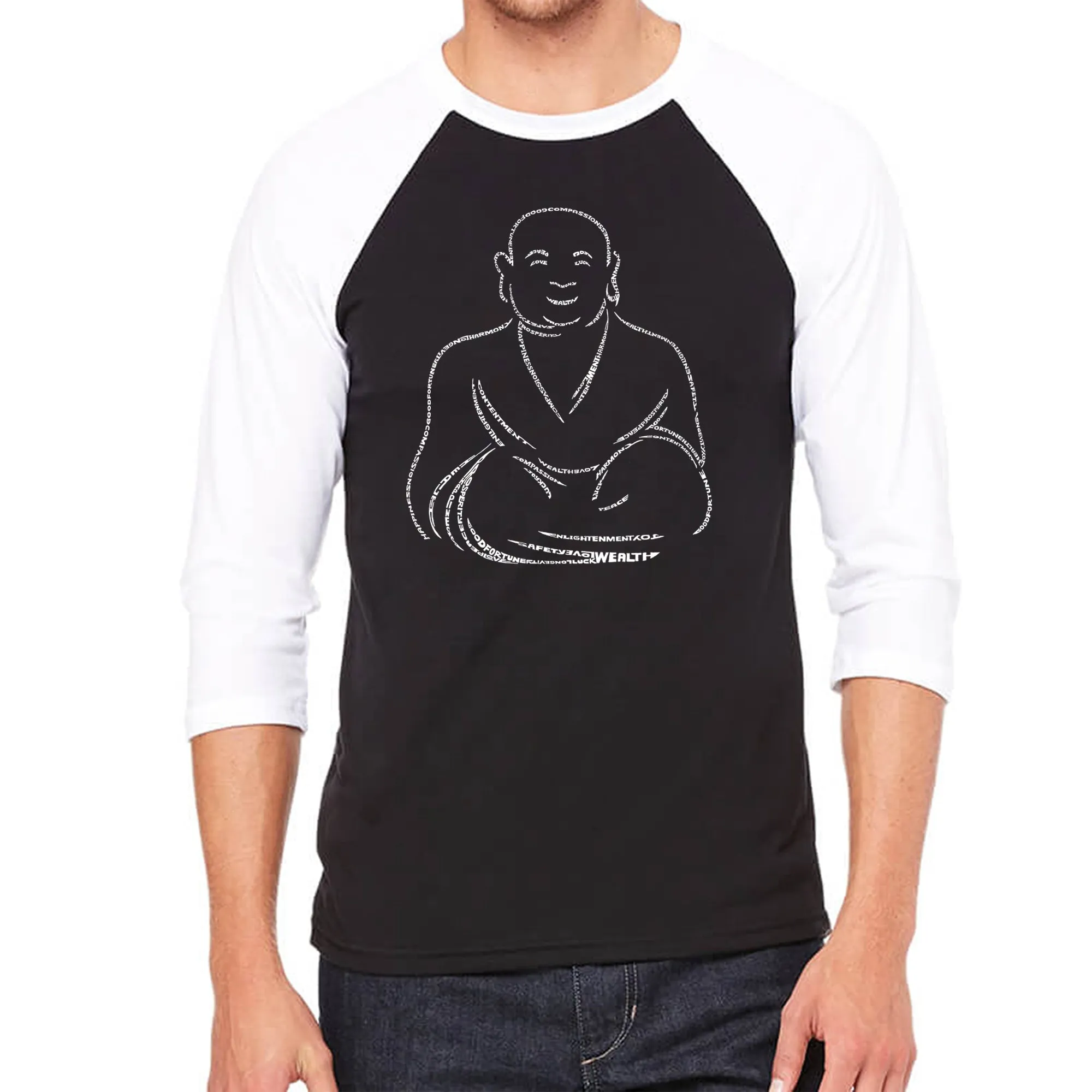 POSITIVE WISHES - Men's Raglan Baseball Word Art T-Shirt sold by LA Pop Art