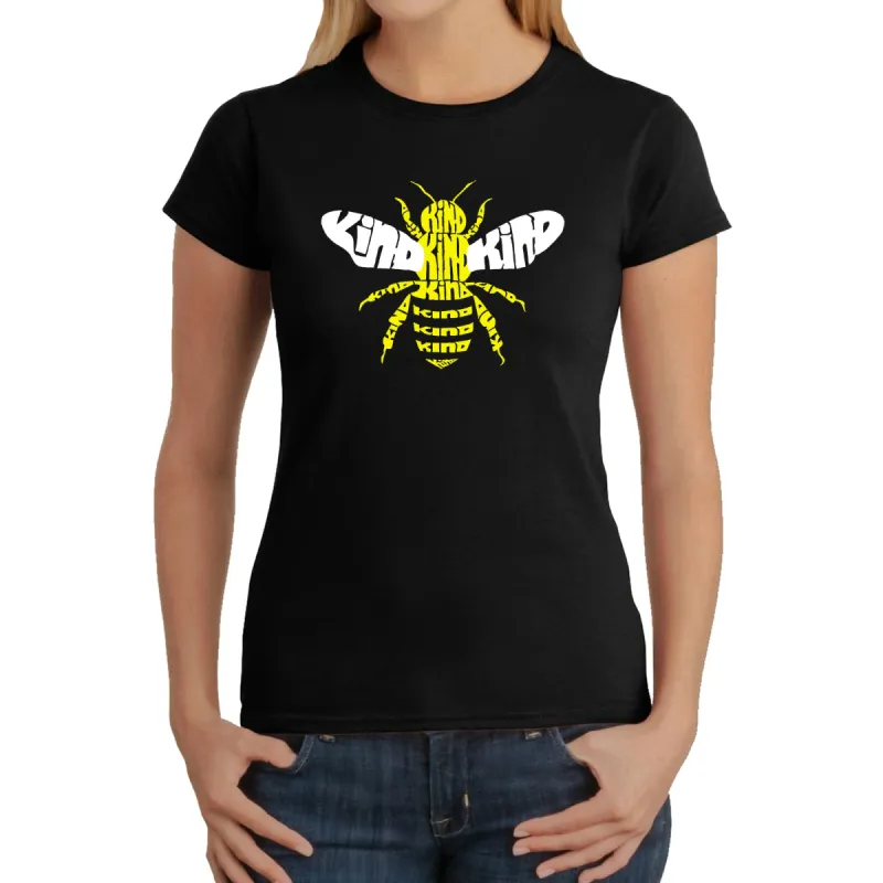 Bee Kind  - Women's Word Art T-Shirt sold by LA Pop Art