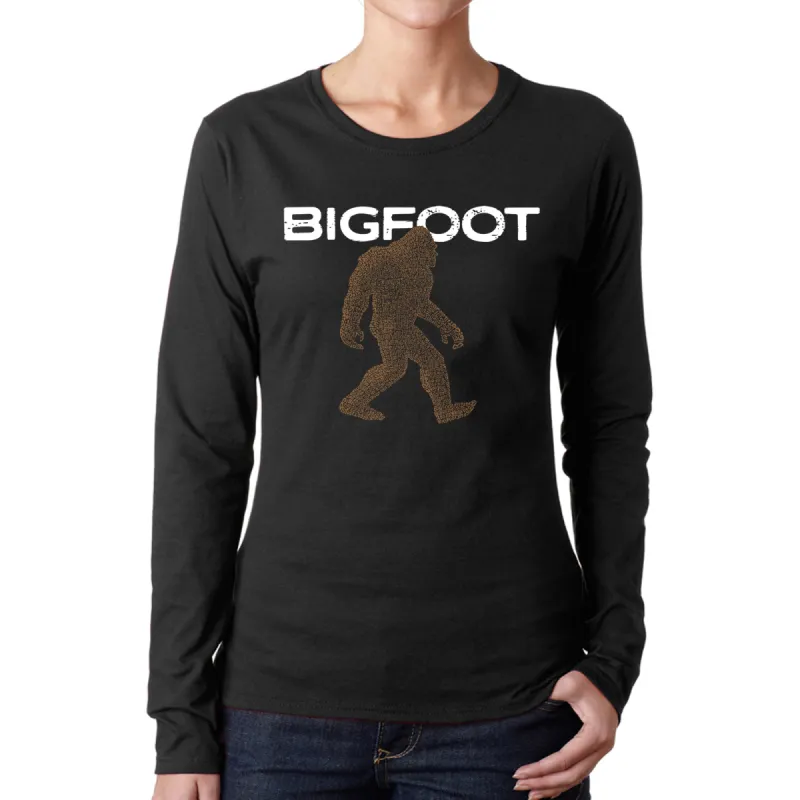 Bigfoot - Women's Word Art Long Sleeve T-Shirt sold by LA Pop Art