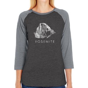 Yosemite - Women's Raglan Baseball Word Art T-Shirt sold by LA Pop Art