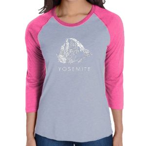 Yosemite - Women's Raglan Baseball Word Art T-Shirt sold by LA Pop Art