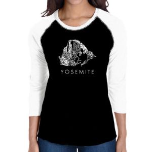 Yosemite - Women's Raglan Baseball Word Art T-Shirt sold by LA Pop Art