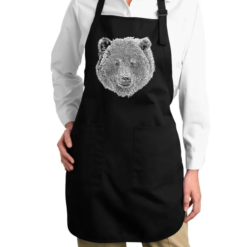 Bear Face - Full Length Word Art Apron sold by LA Pop Art