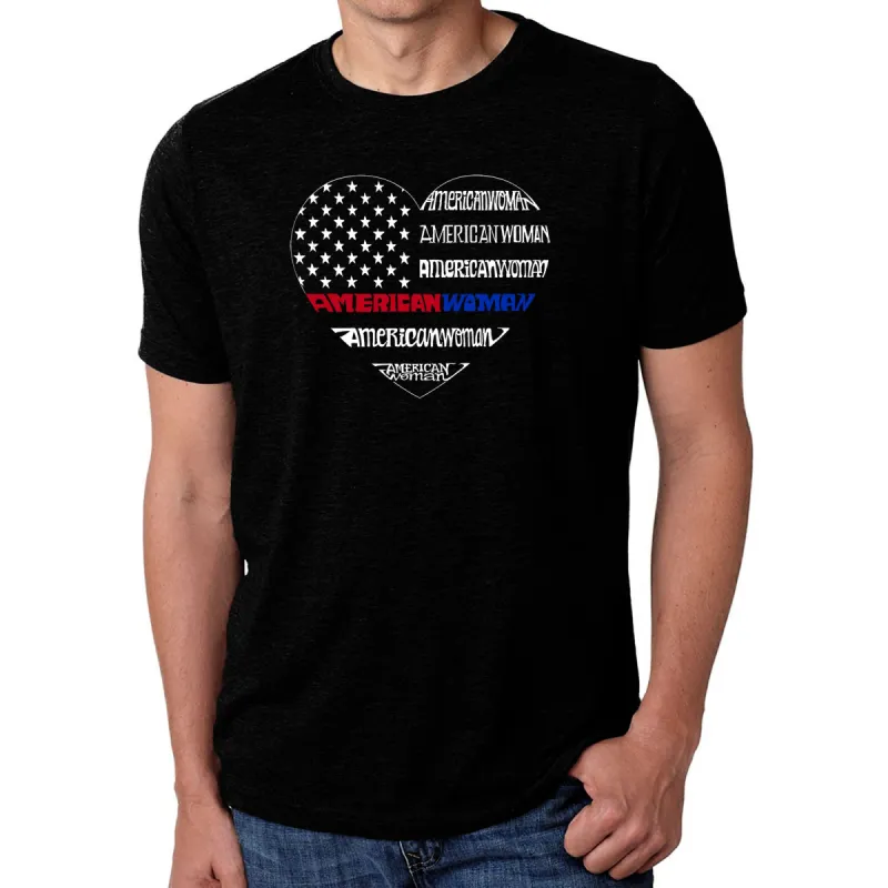 American Woman - Men's Premium Blend Word Art T-Shirt sold by LA Pop Art