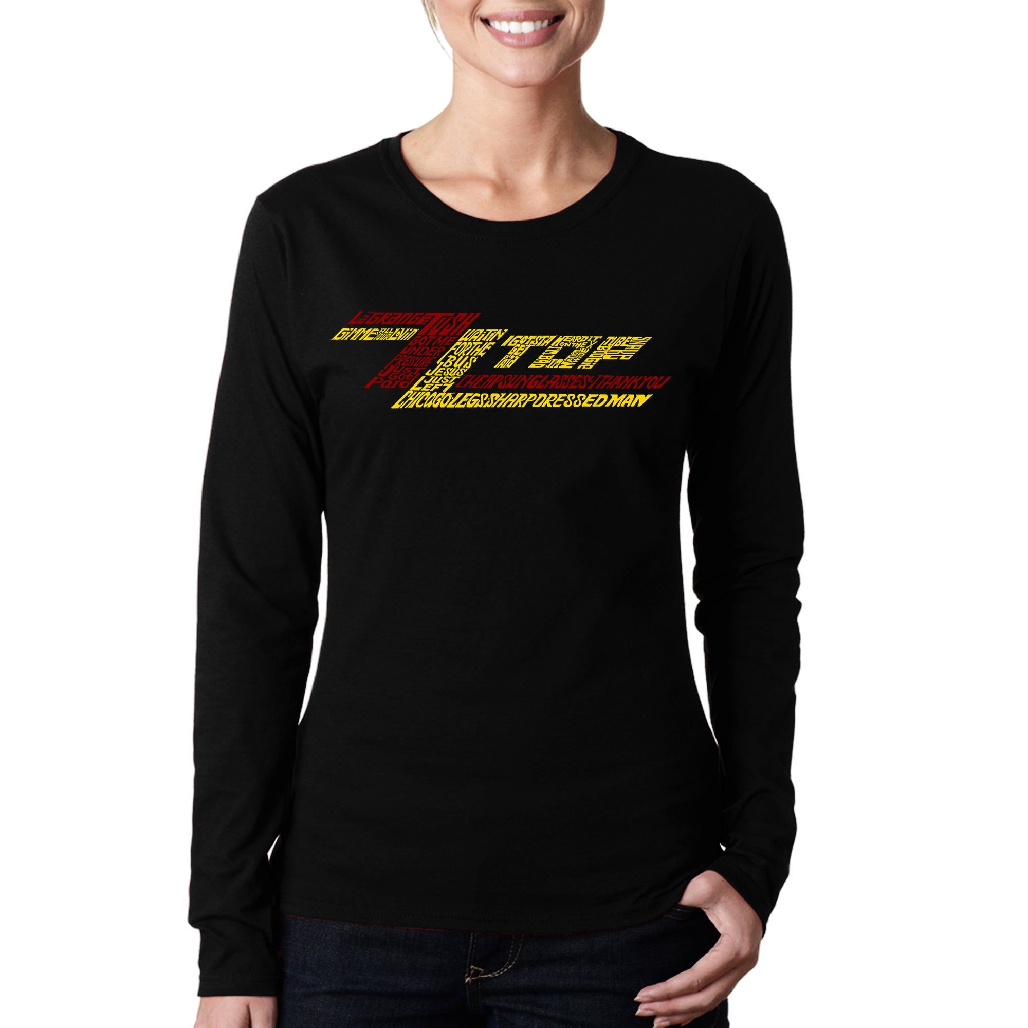 ZZ Top - Women's Word Art Long Sleeve T-Shirt sold by LA Pop Art