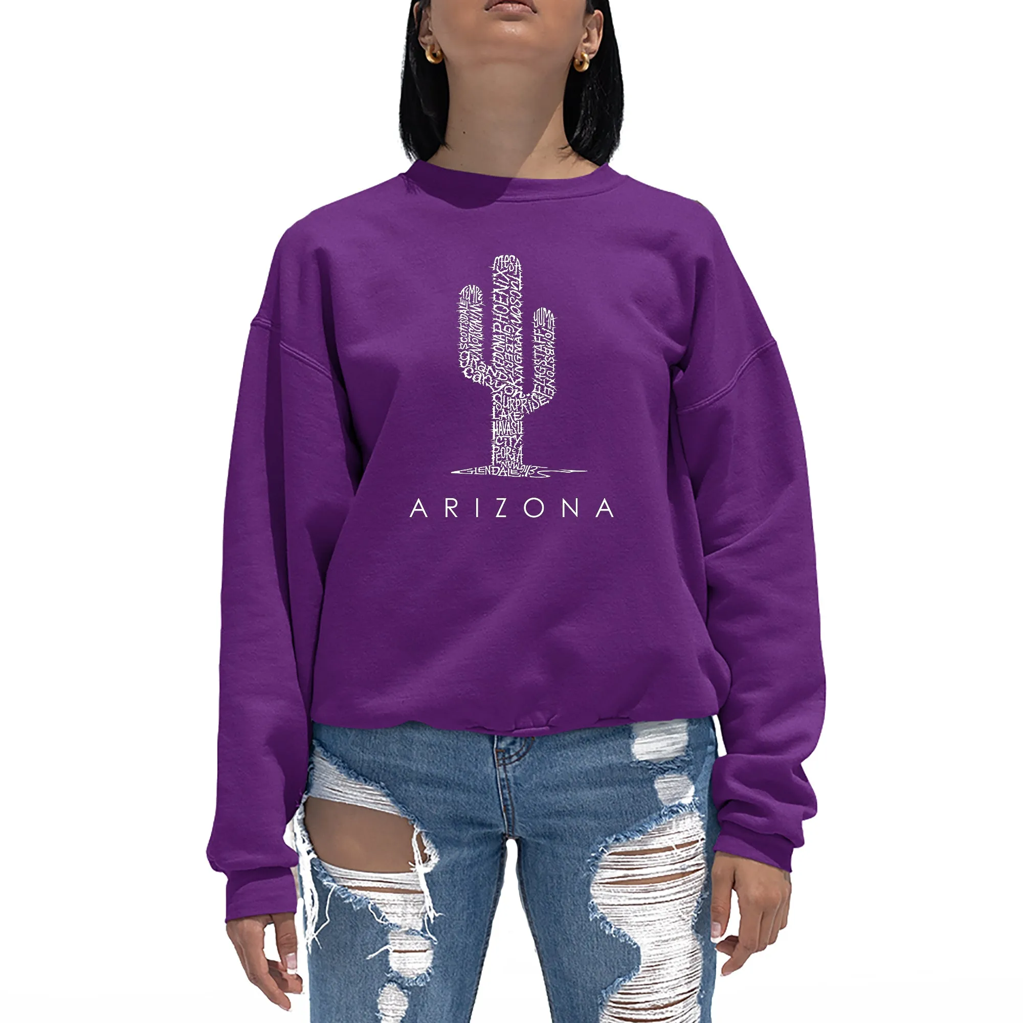 Arizona Cities - Women's Word Art Crewneck Sweatshirt sold by LA Pop Art product image thumbnail 3