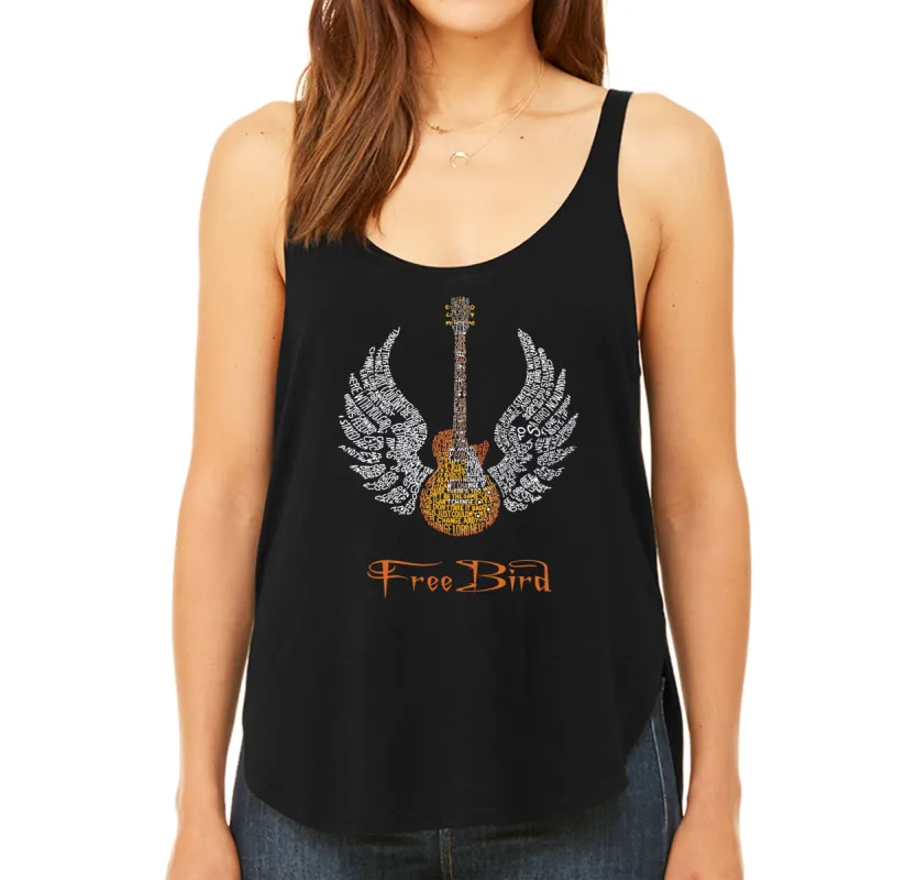 LYRICS TO FREE BIRD - Women's Word Art Flowy Tank sold by LA Pop Art