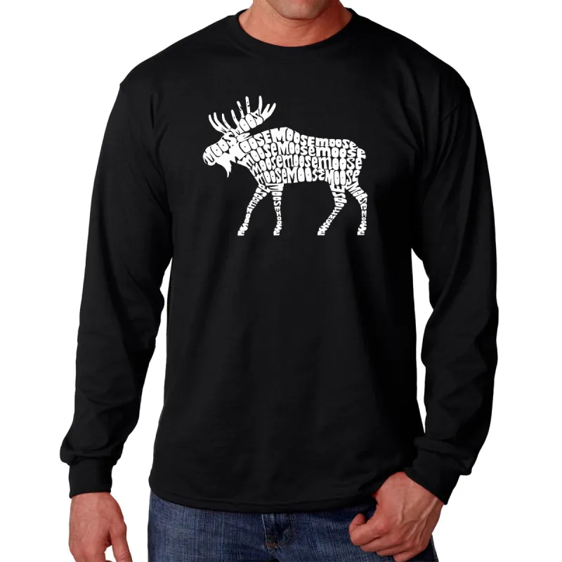 Moose  - Men's Word Art Long Sleeve T-Shirt sold by LA Pop Art
